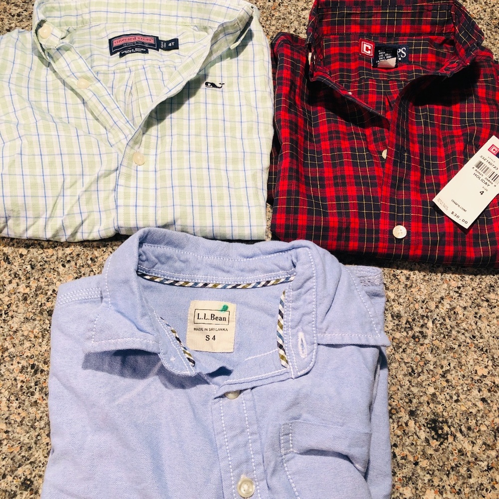 VV, LLBean & Chaps Toddler boy's LS dress shirts. (3) Size 4